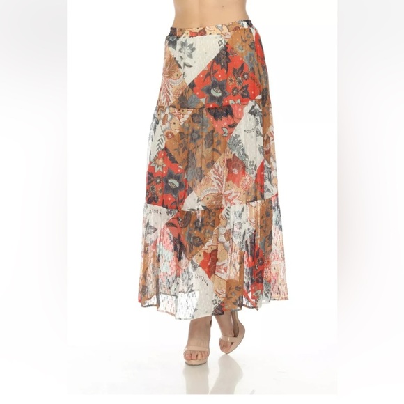 Johnny Was Stephanie Womens Skirt M Floral Metallic Print Maxi Long $275 Boho - Picture 1 of 14